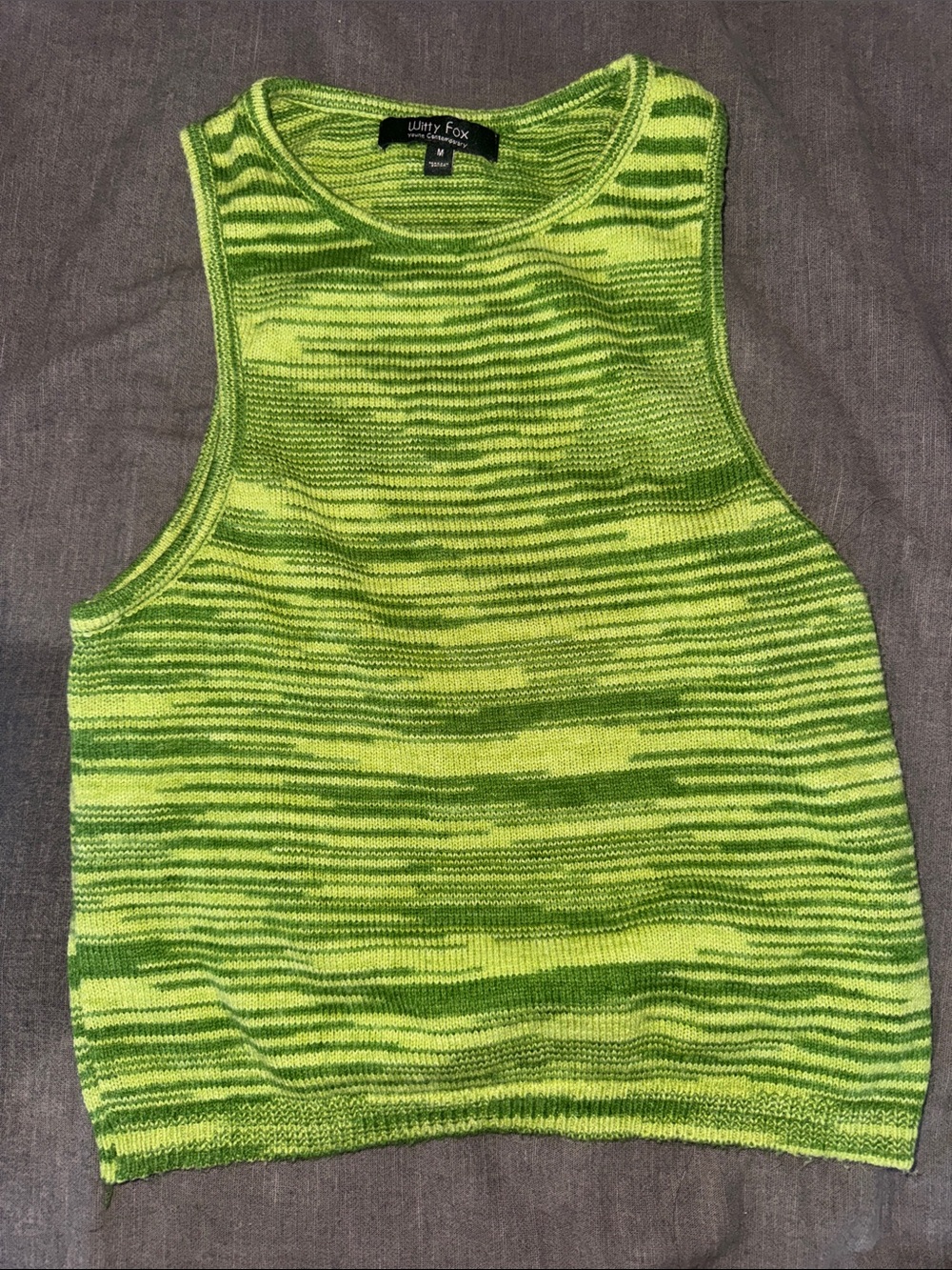 Witty Fox Lime Green Striped Knit Tank